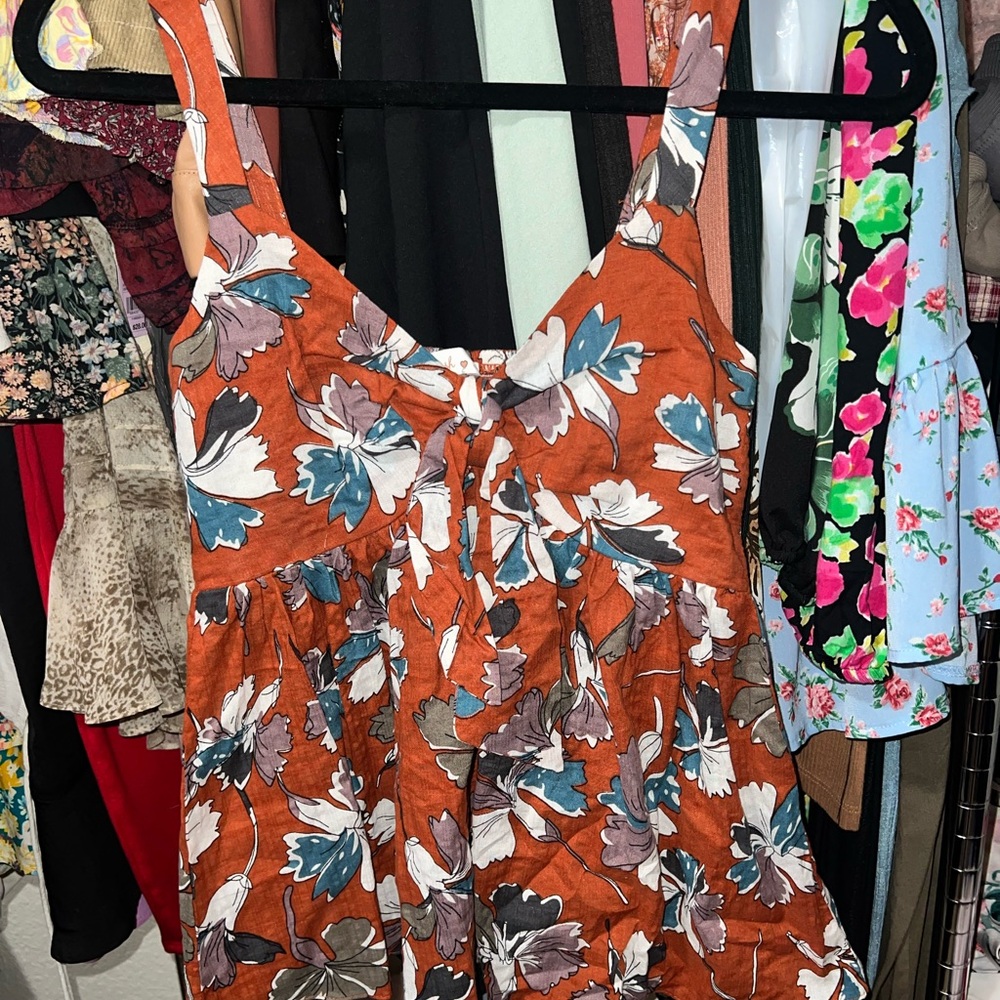 NWOT Blush Floral Orange and Blue Blouse